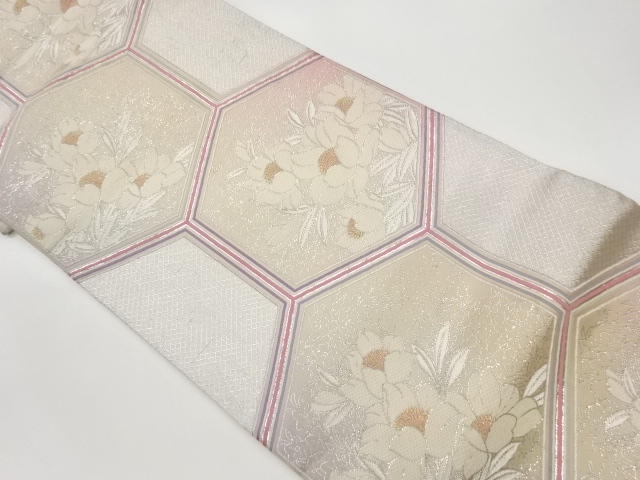 JAPANESE KIMONO / VINTAGE FUKURO OBI / SAGANISHIKI / WOVEN FLORAL PLANTS